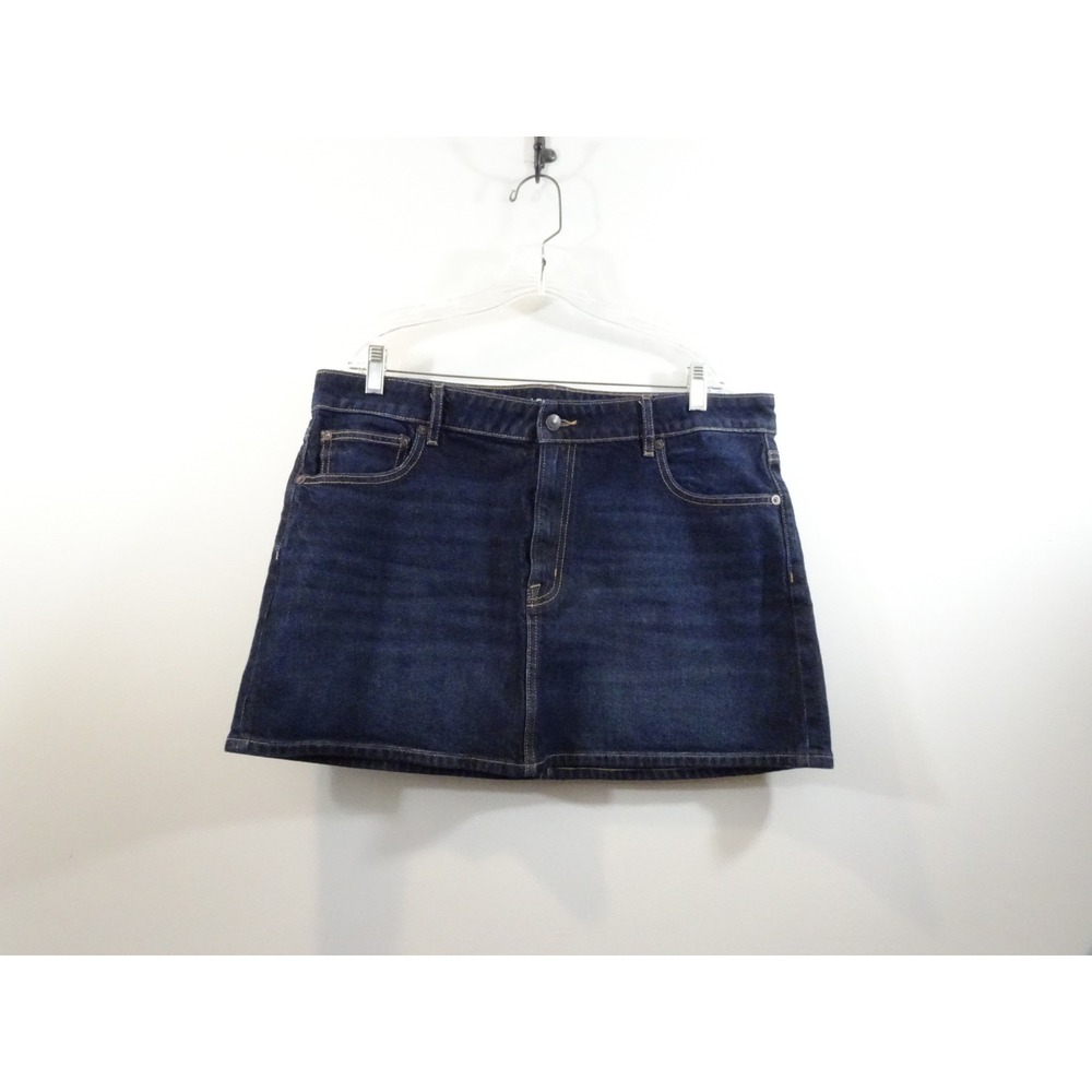 American Eagle Perfect Mini Denim Skirt Dark Wash Indigo Stretch A-Line Size 16